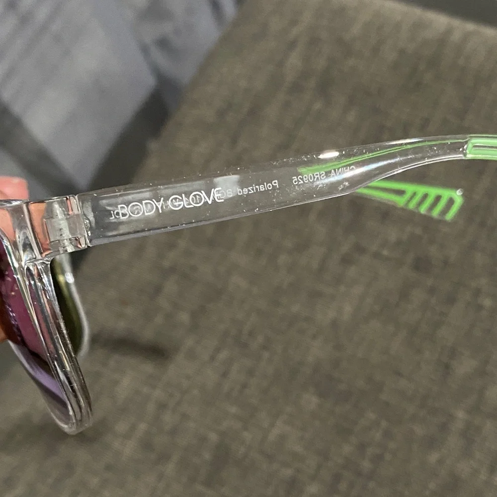 Body Glove Transparent Sunglasses with Green Accents